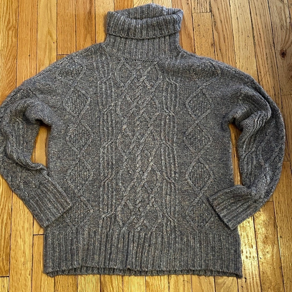 American Eagle Cowl‎ Neck Gray Sweater Cable Knit Size Small